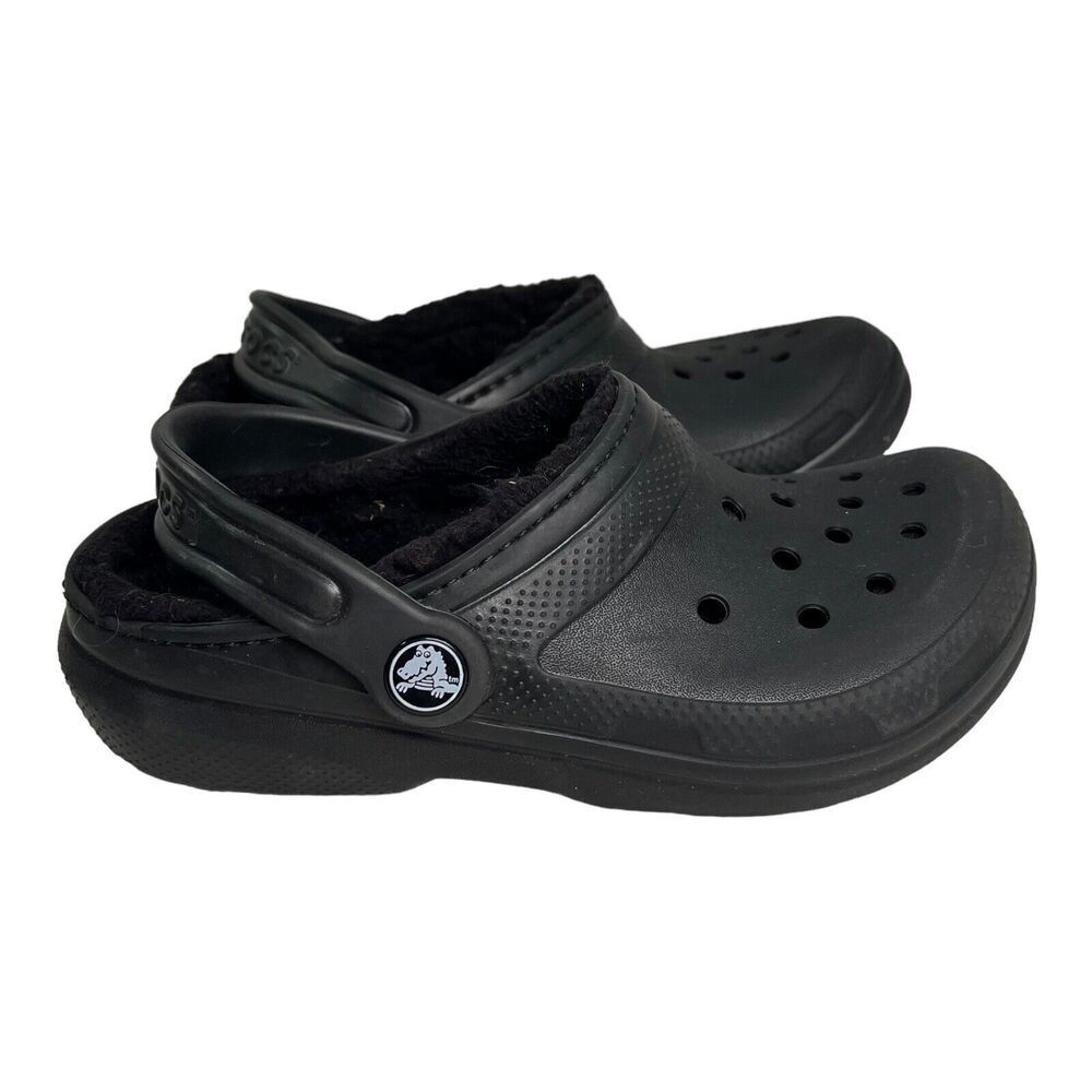 CROCS Unisex Kids Classic Faux Fur Lined 203506 Black Size J1